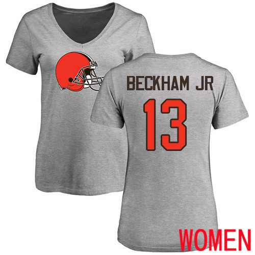 Cleveland Browns Odell Beckham Jr Women Ash Jersey #13 NFL Football Name and Number Logo T Shirt